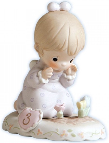 Precious Moments 136220B Brunette Girl Watching Flowers Age 3 Figurine $25.99