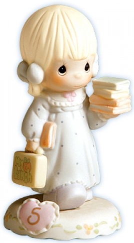 Precious Moments 136247 Girl WofLunch Box and Books Age 5 Figurine $30.99