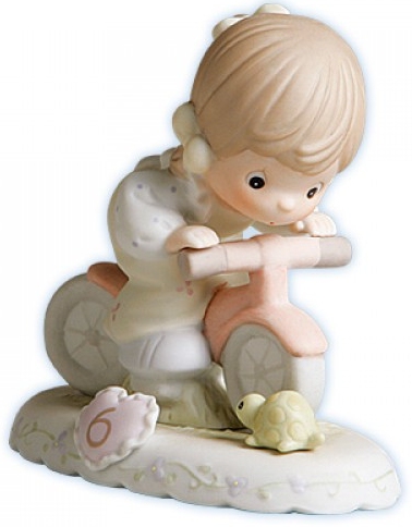 Precious Moments 136255B Brunette Girl On Bike Age 6 Figurine $30.99