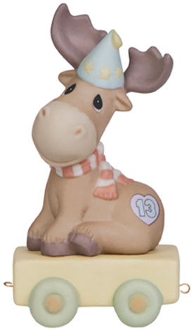 Precious Moments 142033 Birthday Train Moose Age 13 Figurine $37.99