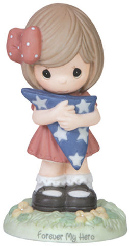 Precious Moments 151033 Girl Holding American Flag Figurine $37.99