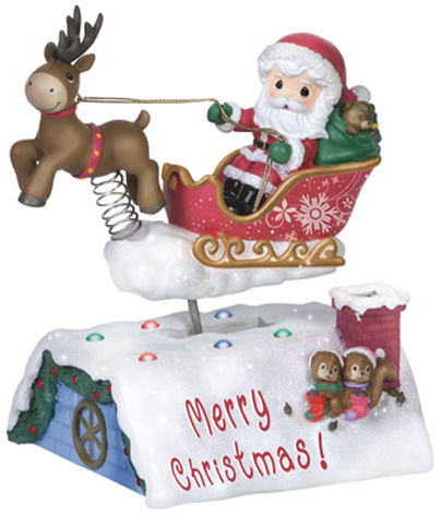 Precious Moments 151102 Santa In Sleigh On Rooftop LED Musical $55.99