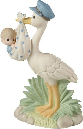 Precious Moments 153022 Baby Boy with Stork Figurine $42.99