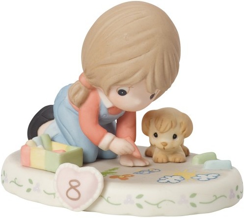 Precious Moments 154035B Brunette Girl with Sidewalk Chalk Age 8 Figurine $45.99