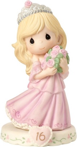 Precious Moments 162015 Girl In Tiara with Bouquet Age 16 Figurine $50.99