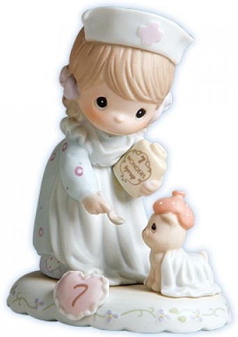 Precious Moments 163740B Brunette Girl Nurse Age 7 Figurine $38.99