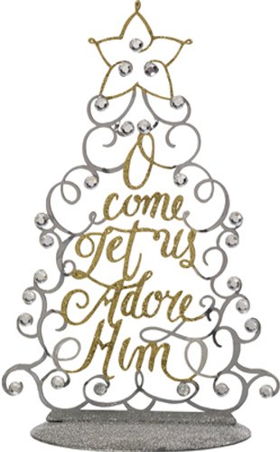 Precious Moments 171403 Glittered Metal Tabletop Christmas Tree $25.99