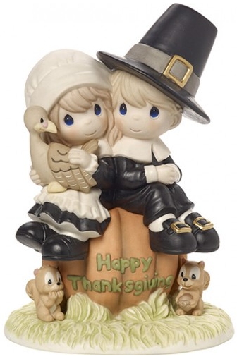 Precious Moments 179014 Ltd Ed Pilgrim Sitting On Pumpkin With Animals Figurine $125.99