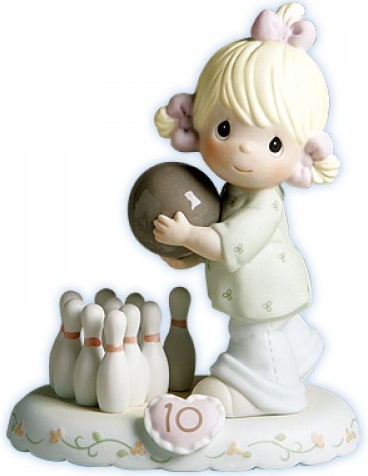 Precious Moments 183873 Girl Bowling Age 10 Figurine $40.99