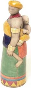Raku South Africa A18 African Woman & Baby Large Raku Glazed Pottery $46.99