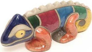 Raku South Africa C4 Chameleon Large Raku Glazed Pottery $44.99
