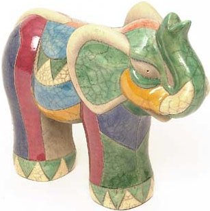 Raku South Africa E10 Elephant Giant Raku Glazed Pottery $124.99