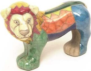Raku South Africa L19 Lion Medium Raku Glazed Pottery $46.99