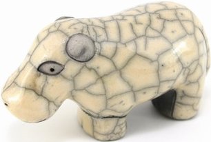 Raku South Africa M15W Hippo Mini White  Raku Glazed Pottery  $47.99