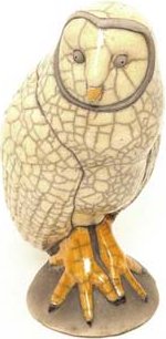 Raku South Africa O15 Owl Snow Large Raku Glazed Pottery $47.99