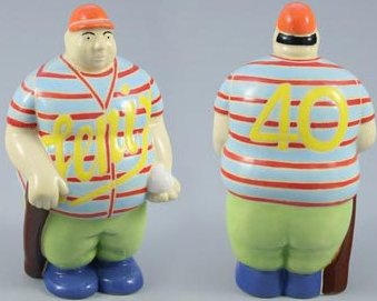 Raku South Africa PB02U Mr Potbelly Baseball Player Underglaze  Raku Glazed Pottery  $59.99