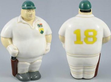 Raku South Africa PB23U Mr Potbelly Cricket Player Underglaze  Raku Glazed Pottery  $59.99