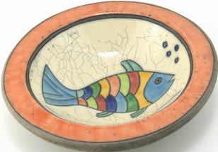 Raku South Africa R15 Fish Rim Bowl Small Raku Glazed Pottery $59.99