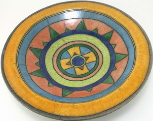 Raku South Africa R5 Rim Bowl with Ethnic Design Large 4s Raku Glazed Pottery $110.99