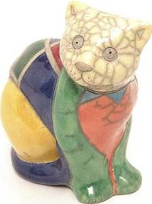 Raku South Africa S19 Cat Sitting Raku Glazed Pottery $40.99