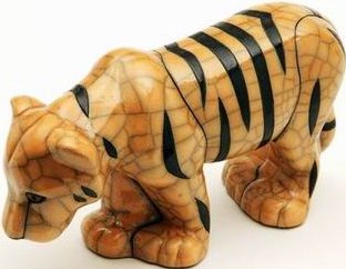 Raku South Africa T18 Tiger Large Yellow & Black  Raku Glazed Pottery  $54.99