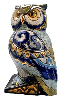 De Rosa Collections 456 Royal Owl Large Wildlife Collection Ceramic w/ Gold & Platinum Uruguay $609.99