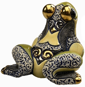 De Rosa Collections F178 Frog Jumping Family Collection Ceramic w/ Gold & Platinum Uruguay $90.99