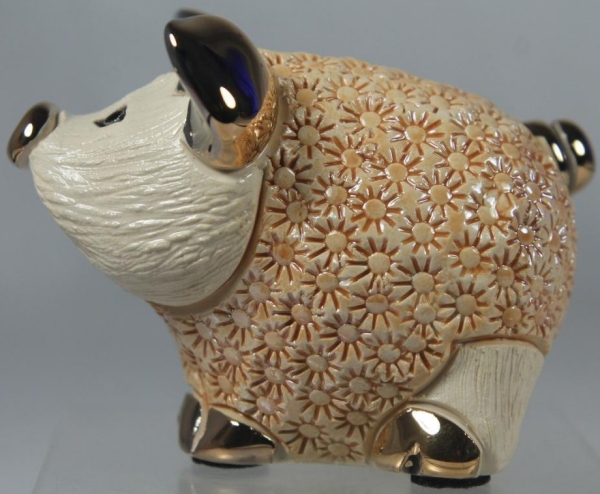 De Rosa Collections F414AO Pig Piglet Standing Orange Family Collection Ceramic w/ Gold & Platinum Uruguay $59.99
