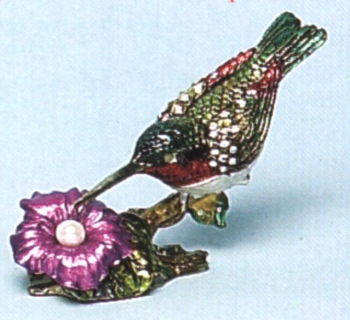 Welforth J949 with flower Jeweled Box Enameled Pewter $0.00