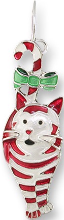 Zarah Co Jewelry 1701Z1P Candy Cane Cat Pendant on Chain Silver Plate $28.99