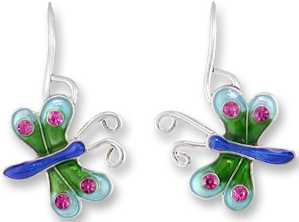Zarah Co Jewelry 2016Z1 Li'l Crystal Dragonfly Earrings Silver Plate $24.99