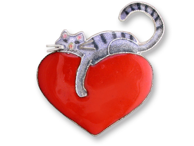 Zarah Co Jewelry 214292 Kitty Love Pin Brooch Sterling Silver $0.00
