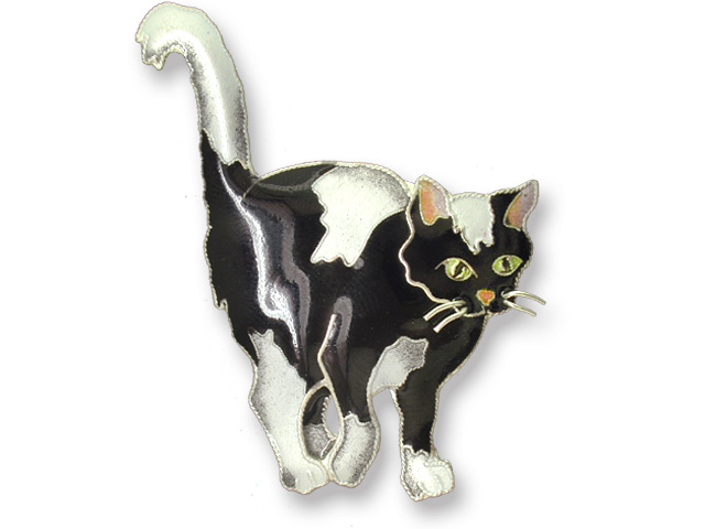 Zarah Co Jewelry 296402 Black & White Kitty Pin Brooch Sterling Silver $0.00