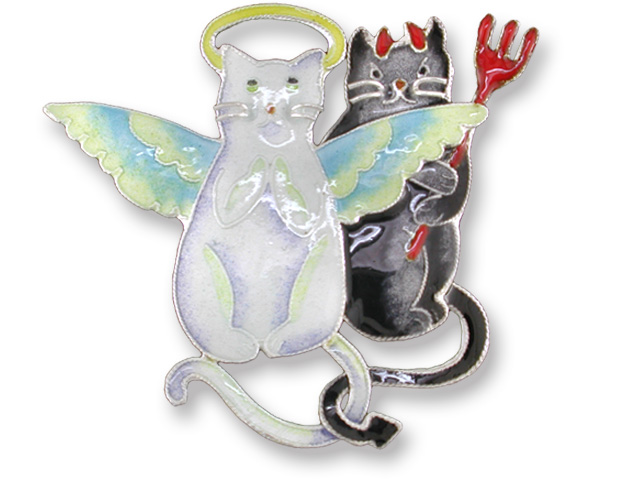 Zarah Co Jewelry 719102 Good Kitty Bad Kitty Pin Brooch Sterling Silver $0.00
